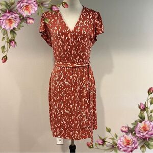 Nine West fake wrap flutter sleeves mini Dress size medium